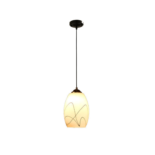 Modern Wave Tulip White Glass Pendant Lamp with Black Hanging Ceiling Light - Ideal for Dining Room