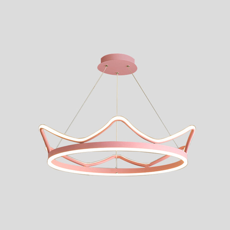 Crown Suspension Pendant Light for Kids' Bedroom with Metallic Finish