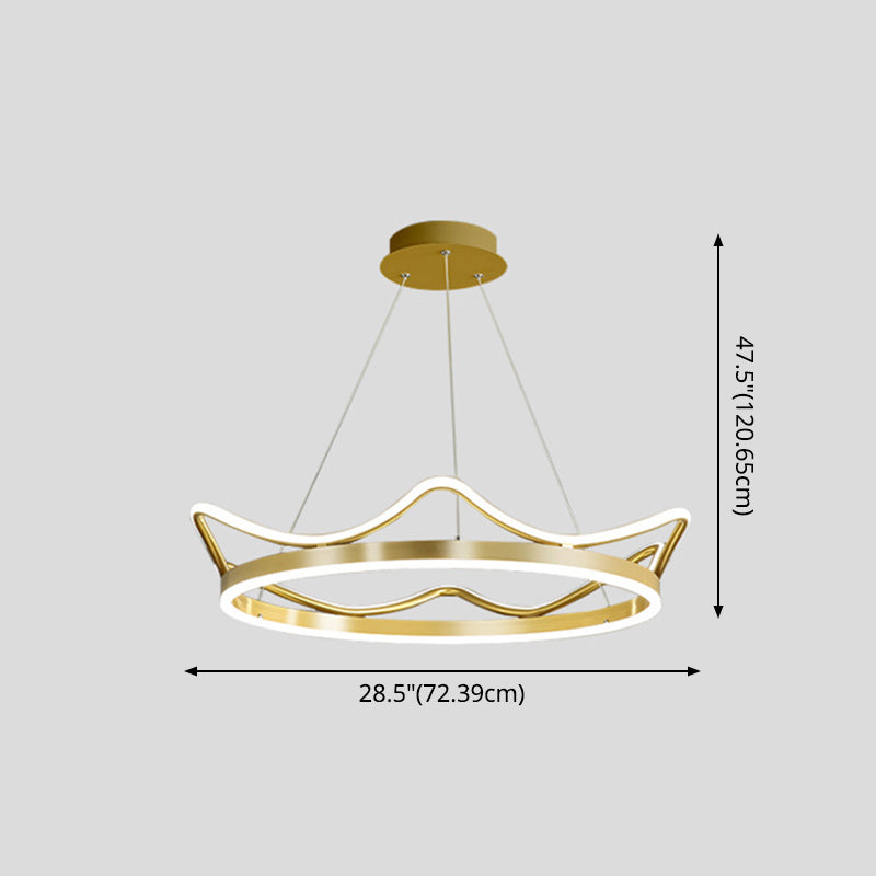 Crown Suspension Pendant Light for Kids' Bedroom with Metallic Finish
