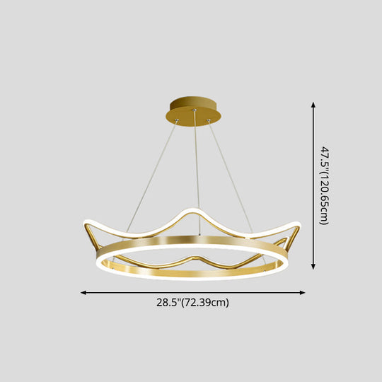 Crown Suspension Pendant Light for Kids' Bedroom with Metallic Finish