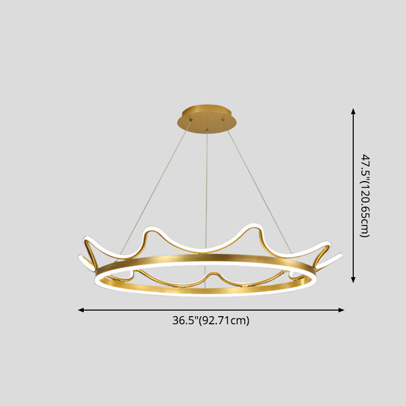 Crown Suspension Pendant Light for Kids' Bedroom with Metallic Finish