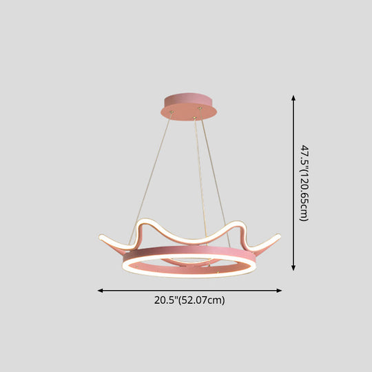 Crown Suspension Pendant Light for Kids' Bedroom with Metallic Finish