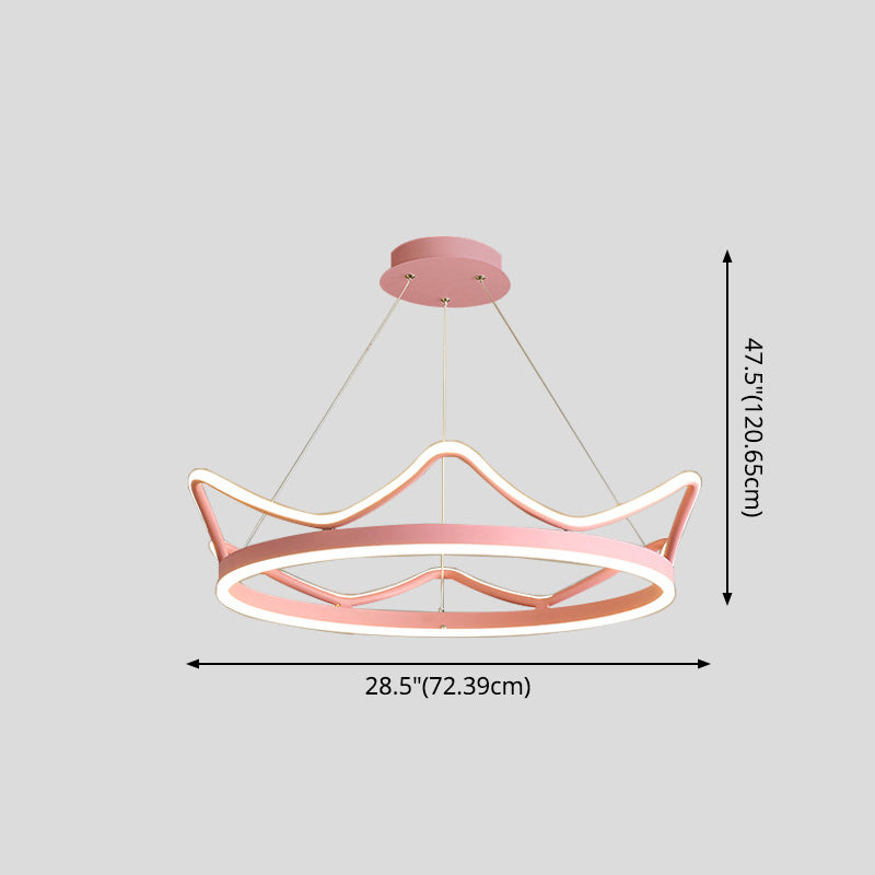 Crown Suspension Pendant Light for Kids' Bedroom with Metallic Finish