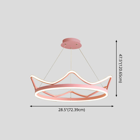 Crown Suspension Pendant Light for Kids' Bedroom with Metallic Finish