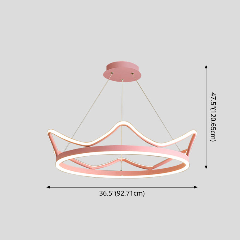 Crown Suspension Pendant Light for Kids' Bedroom with Metallic Finish