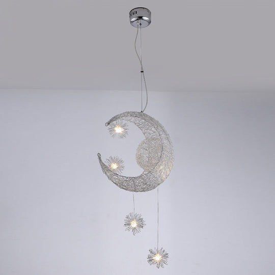 Stylish Moon and Star Ceiling Lamp for Kids' Bedroom