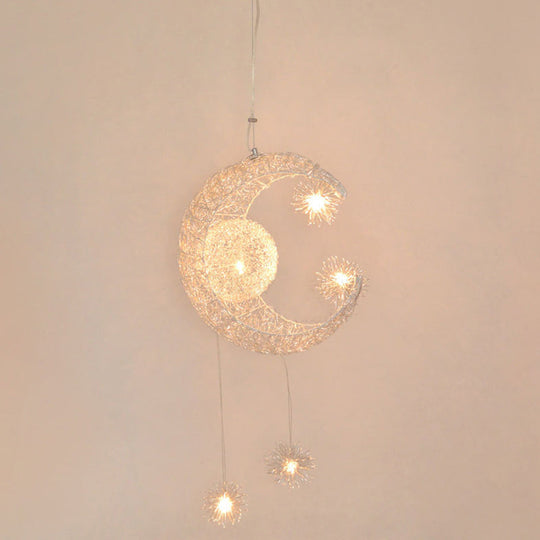 Stylish Moon and Star Ceiling Lamp for Kids' Bedroom