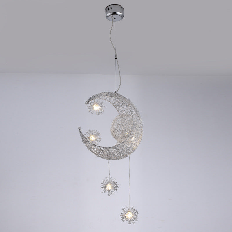 Stylish Moon and Star Ceiling Lamp for Kids' Bedroom