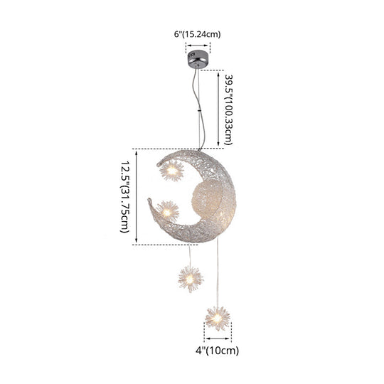 Stylish Moon and Star Ceiling Lamp for Kids' Bedroom