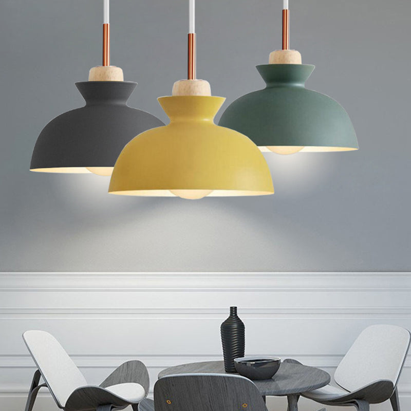 Nordic Style Wooden Pendant Lamp with Metal Frame - Perfect for Restaurants and Modern Homes