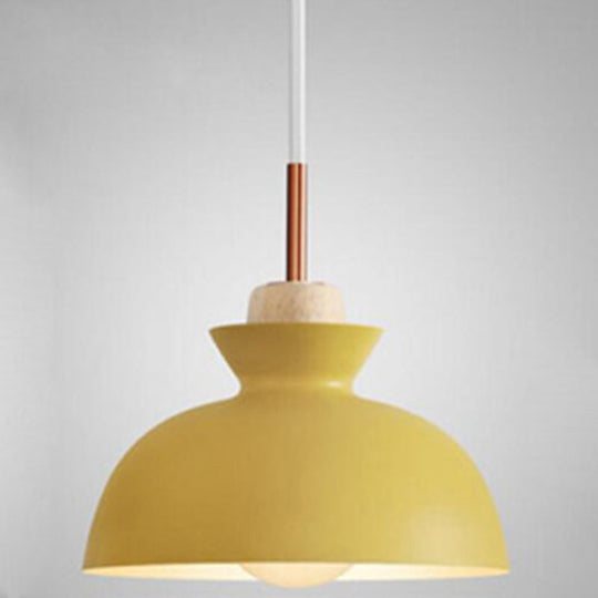 Nordic Style Wooden Pendant Lamp with Metal Frame - Perfect for Restaurants and Modern Homes