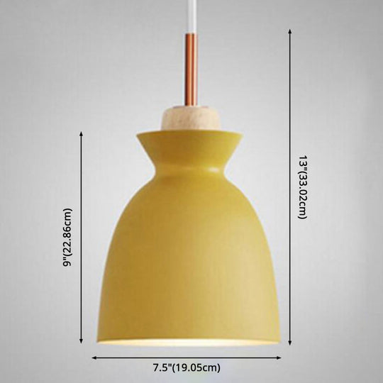 Nordic Style Wooden Pendant Lamp with Metal Frame - Perfect for Restaurants and Modern Homes