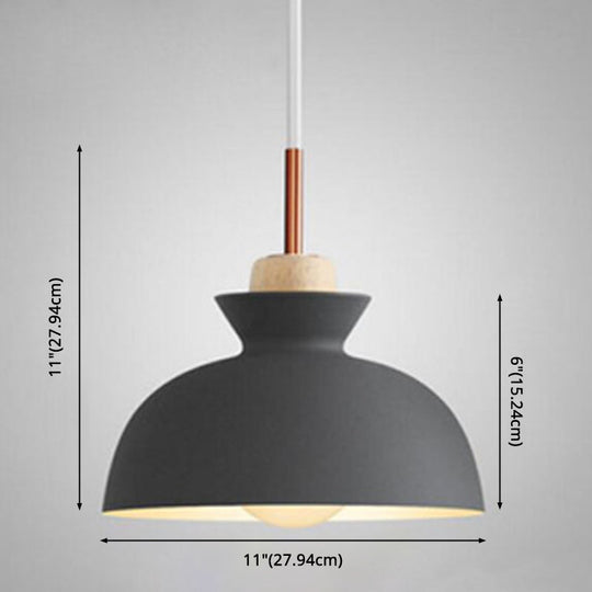 Nordic Style Wooden Pendant Lamp with Metal Frame - Perfect for Restaurants and Modern Homes