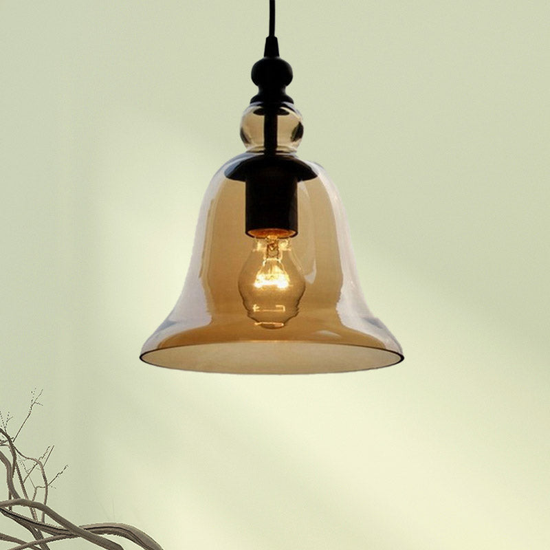 Modern Amber/Clear Glass Bell Pendant Lamp - Stylish Hanging Light for Dining Room