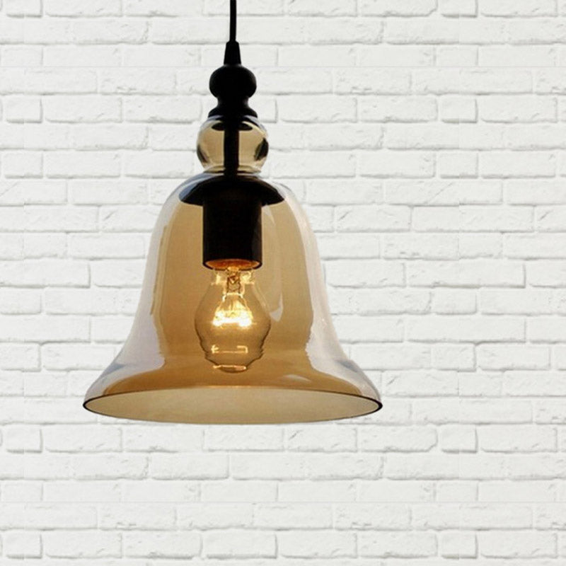 Modern Amber/Clear Glass Bell Pendant Lamp - Stylish Hanging Light for Dining Room