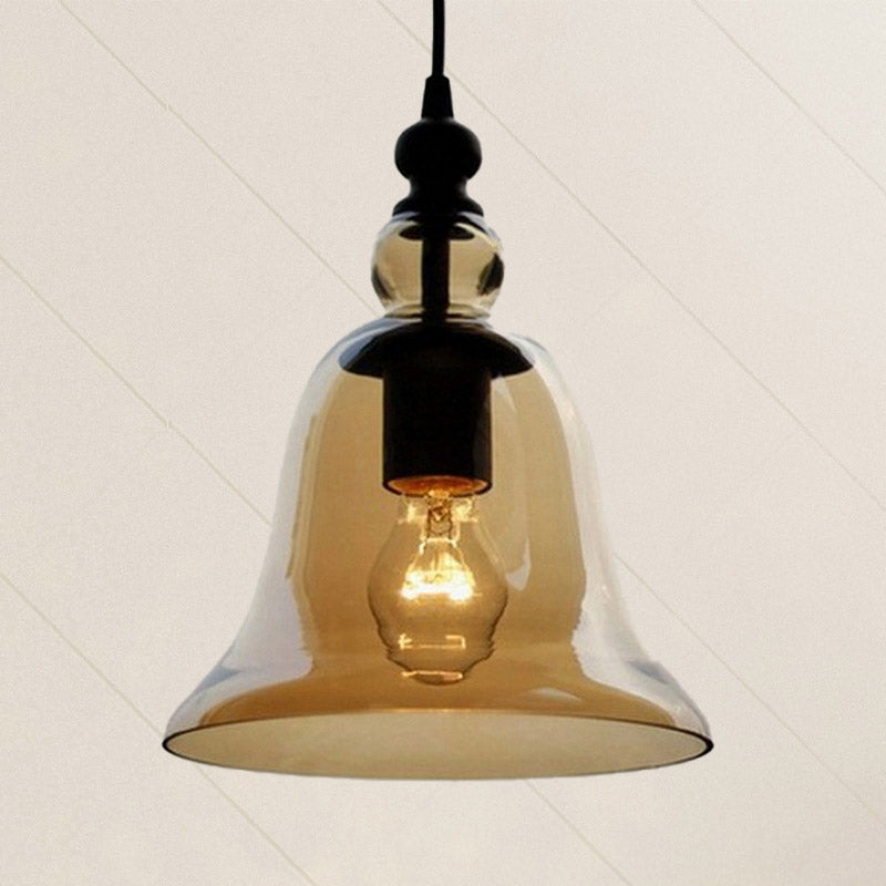 Modern Amber/Clear Glass Bell Pendant Lamp - Stylish Hanging Light for Dining Room