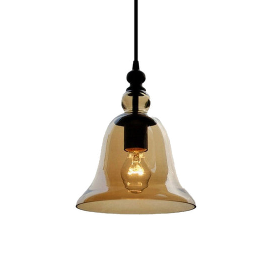 Modern Amber/Clear Glass Bell Pendant Lamp - Stylish Hanging Light for Dining Room