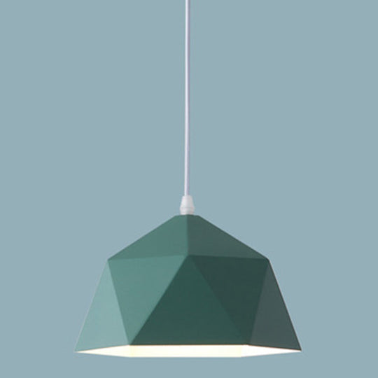 Nordic Macarons Style 1-Light Diamond Pendant Lamp - Modern Metal Dining Room Hanging Lighting