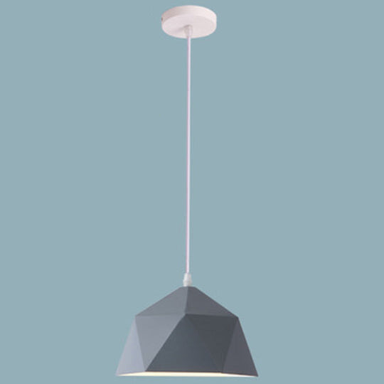 Nordic Macarons Style 1-Light Diamond Pendant Lamp - Modern Metal Dining Room Hanging Lighting