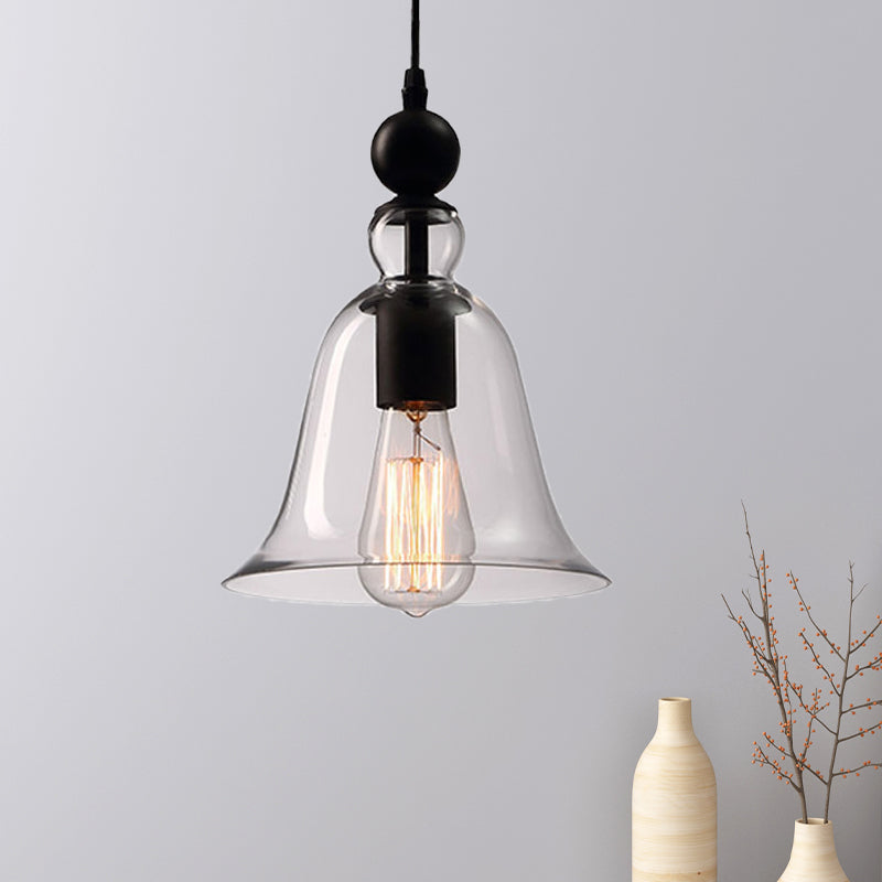 Modern Amber/Clear Glass Bell Pendant Lamp - Stylish Hanging Light for Dining Room