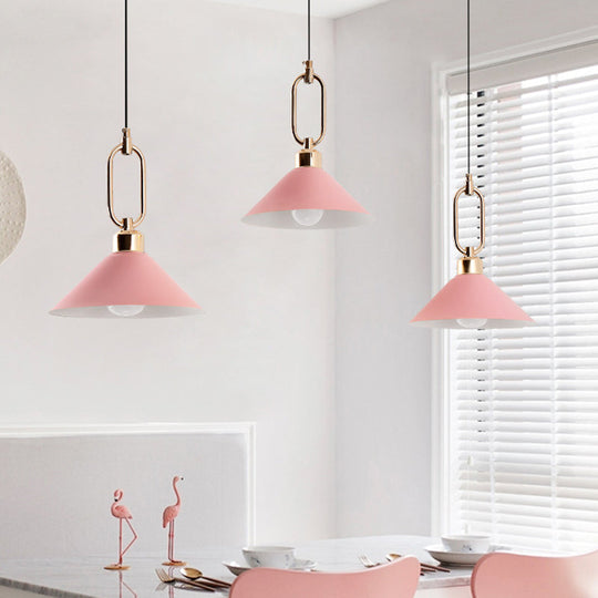 Modern Macarons Umbrella Pendant Light with Metal Ring - Stylish Metal Pendant Lighting
