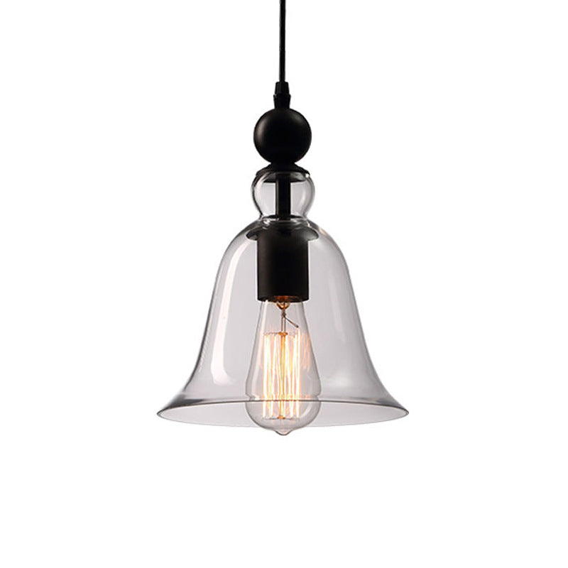 Modern Amber/Clear Glass Bell Pendant Lamp - Stylish Hanging Light for Dining Room