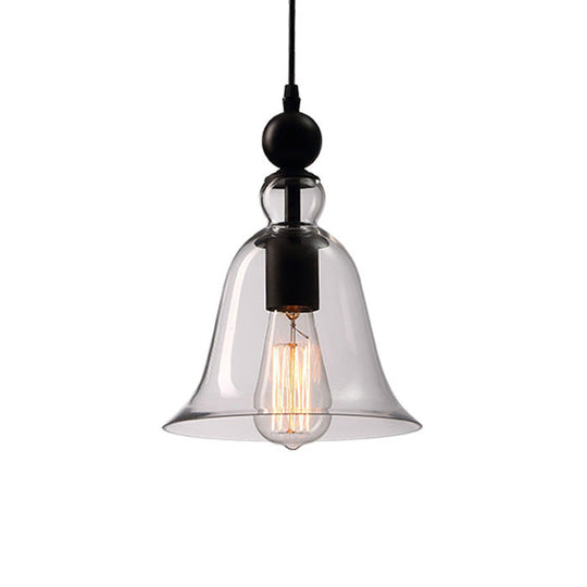 Modern Amber/Clear Glass Bell Pendant Lamp - Stylish Hanging Light for Dining Room