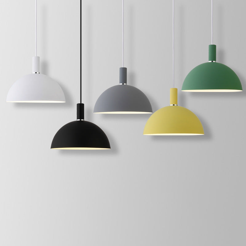 Nordic Style Metal Hemisphere Pendant Light for Restaurants - 1-Light Ceiling Lamp