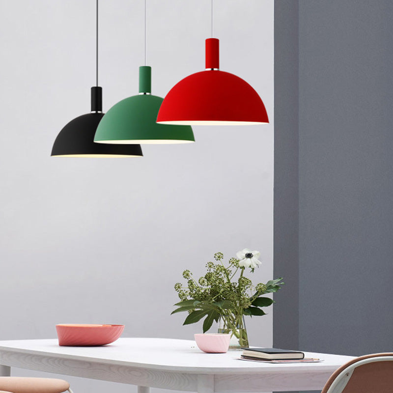 Nordic Style Metal Hemisphere Pendant Light for Restaurants - 1-Light Ceiling Lamp