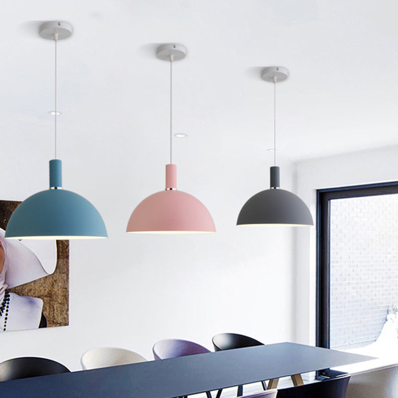 Nordic Style Metal Hemisphere Pendant Light for Restaurants - 1-Light Ceiling Lamp