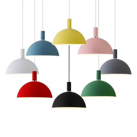 Nordic Style Metal Hemisphere Pendant Light for Restaurants - 1-Light Ceiling Lamp