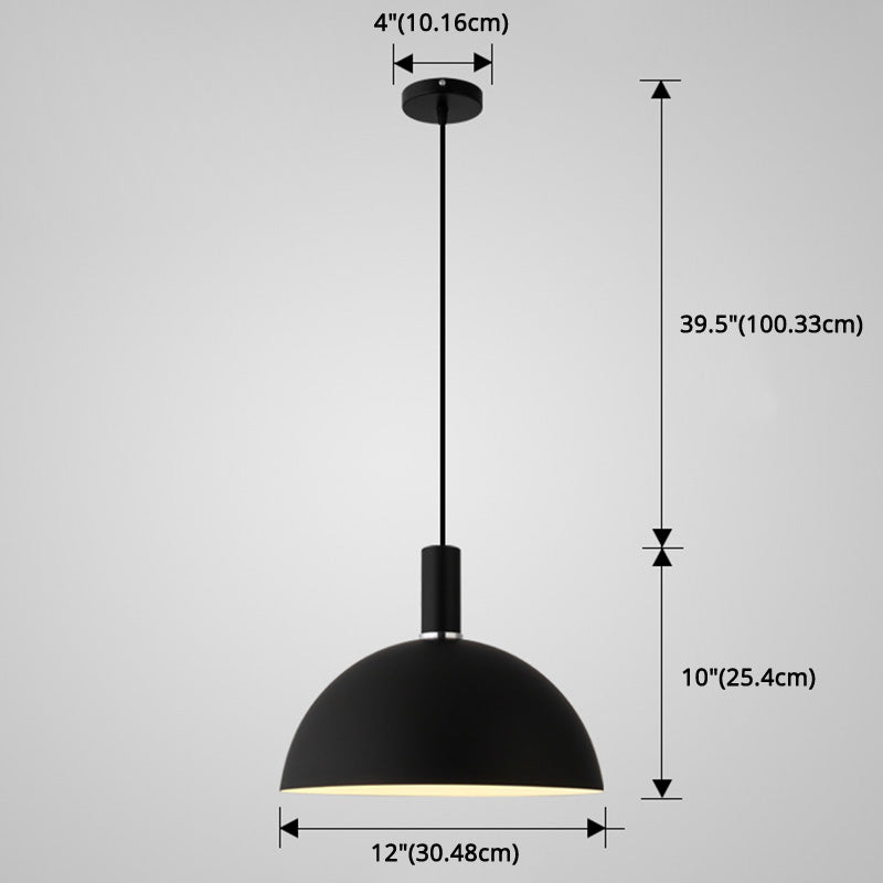 Nordic Style Metal Hemisphere Pendant Light for Restaurants - 1-Light Ceiling Lamp