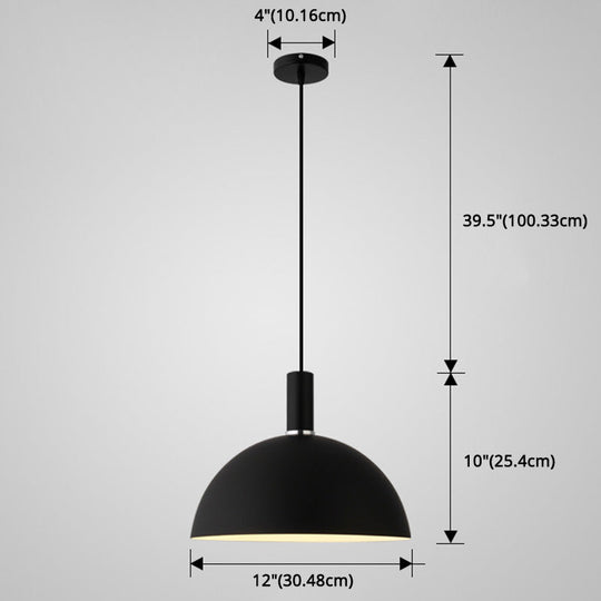 Nordic Style Metal Hemisphere Pendant Light for Restaurants - 1-Light Ceiling Lamp