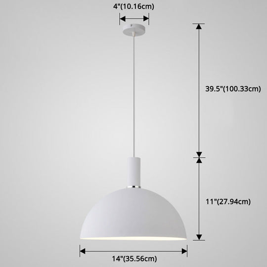 Nordic Style Metal Hemisphere Pendant Light for Restaurants - 1-Light Ceiling Lamp
