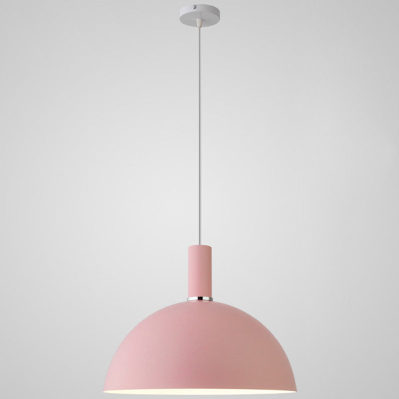 Nordic Style Metal Hemisphere Pendant Light for Restaurants - 1-Light Ceiling Lamp