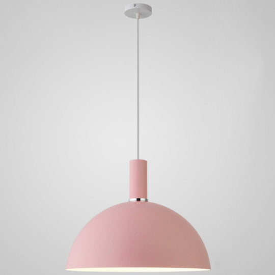 Nordic Style Metal Hemisphere Pendant Light for Restaurants - 1-Light Ceiling Lamp