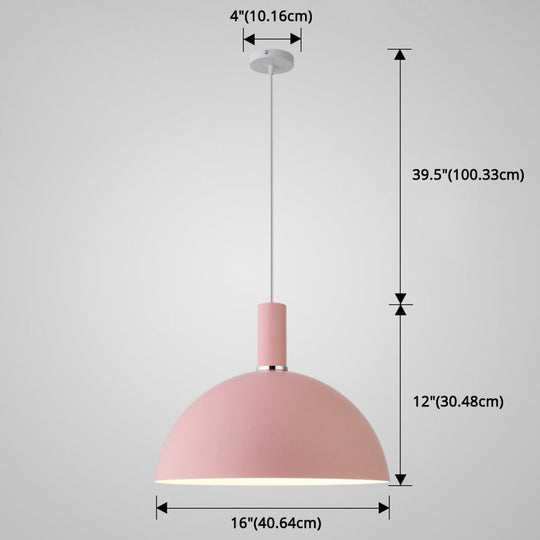 Nordic Style Metal Hemisphere Pendant Light for Restaurants - 1-Light Ceiling Lamp