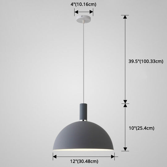 Nordic Style Metal Hemisphere Pendant Light for Restaurants - 1-Light Ceiling Lamp
