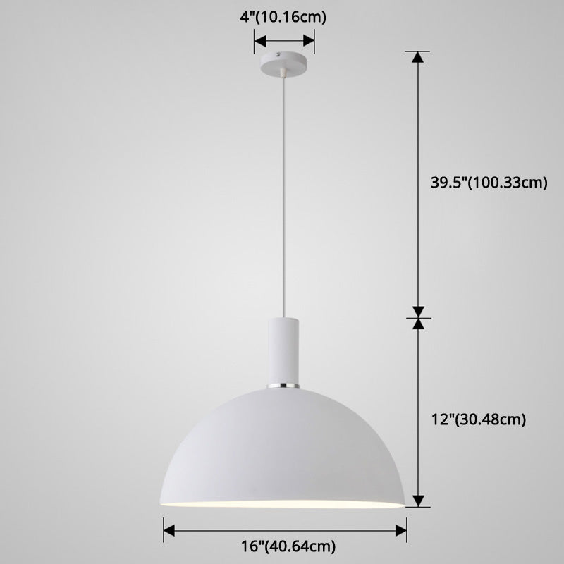 Nordic Style Metal Hemisphere Pendant Light for Restaurants - 1-Light Ceiling Lamp