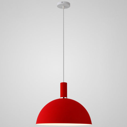 Nordic Style Metal Hemisphere Pendant Light for Restaurants - 1-Light Ceiling Lamp