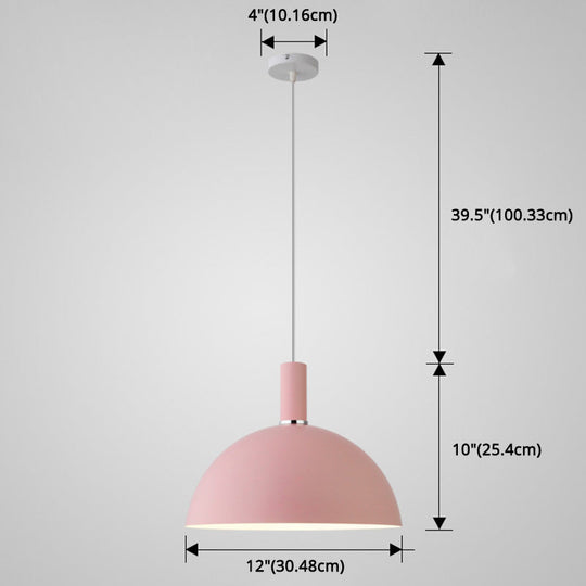 Nordic Style Metal Hemisphere Pendant Light for Restaurants - 1-Light Ceiling Lamp