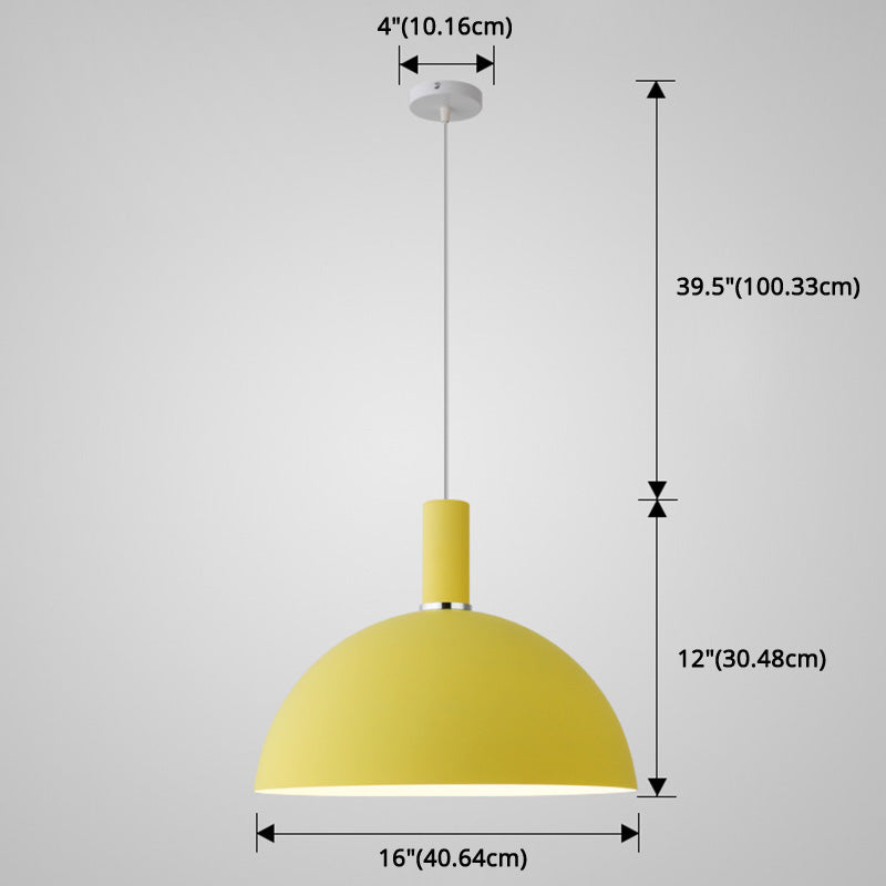 Nordic Style Metal Hemisphere Pendant Light for Restaurants - 1-Light Ceiling Lamp