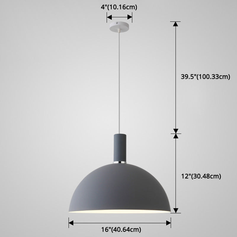 Nordic Style Metal Hemisphere Pendant Light for Restaurants - 1-Light Ceiling Lamp