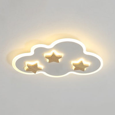 Cloud and Star Acrylic Flush Mount Ceiling Light for Kids' Bedroom - Art Deco Ceiling Fixture
