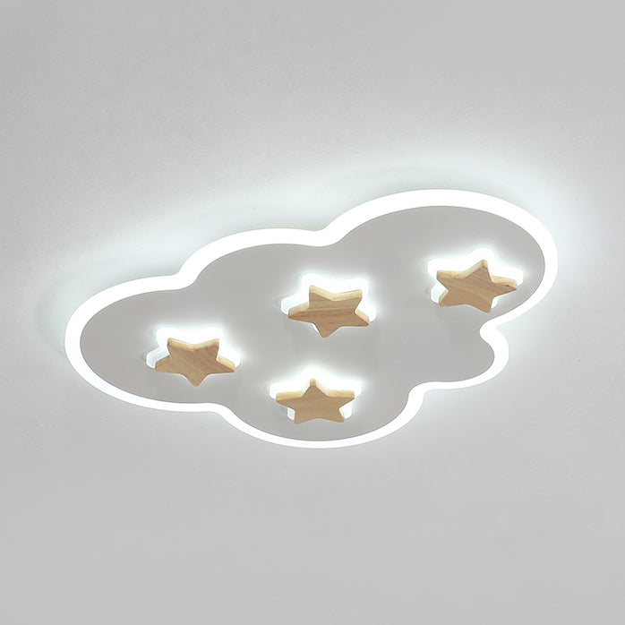 Cloud and Star Acrylic Flush Mount Ceiling Light for Kids' Bedroom - Art Deco Ceiling Fixture