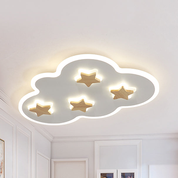 Cloud and Star Acrylic Flush Mount Ceiling Light for Kids' Bedroom - Art Deco Ceiling Fixture