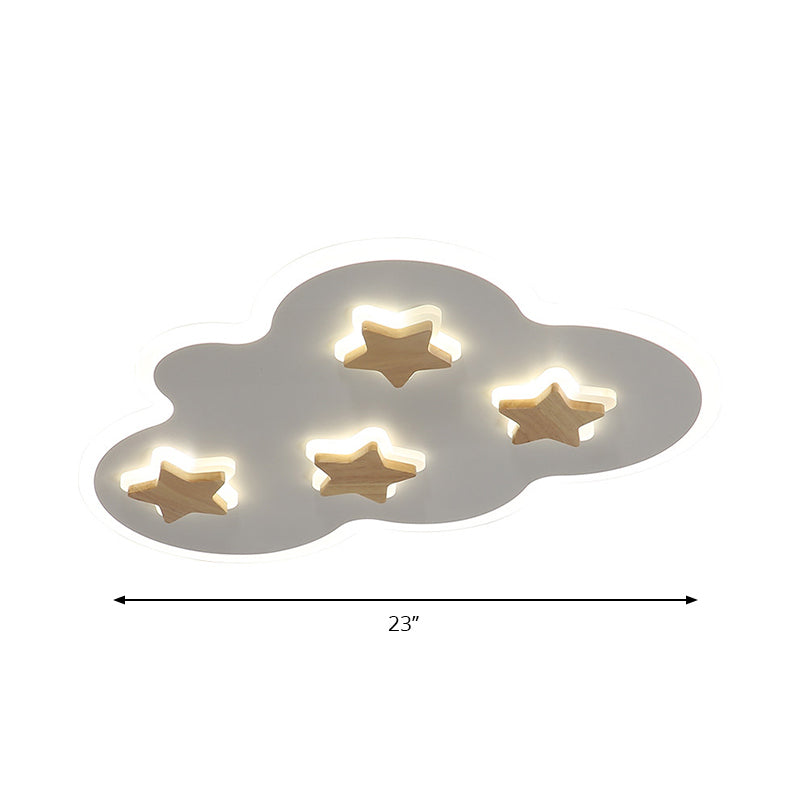 Cloud and Star Acrylic Flush Mount Ceiling Light for Kids' Bedroom - Art Deco Ceiling Fixture