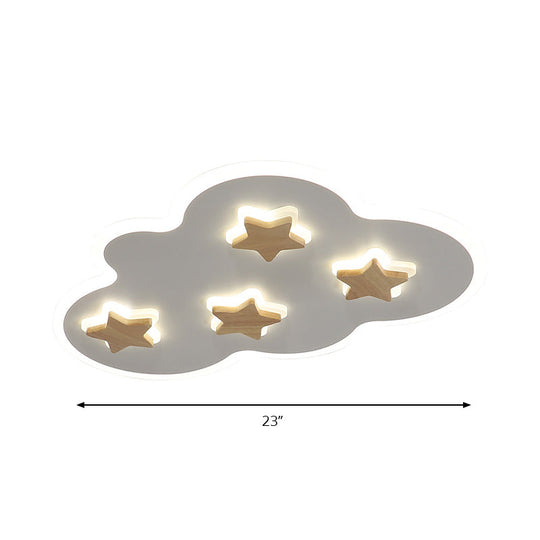 Cloud and Star Acrylic Flush Mount Ceiling Light for Kids' Bedroom - Art Deco Ceiling Fixture