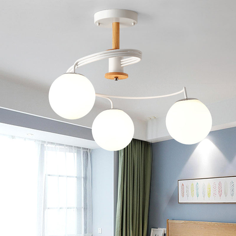 Ultra-Contemporary Milk Glass Semi Flush Mount Ceiling Light Fixture for Living Room