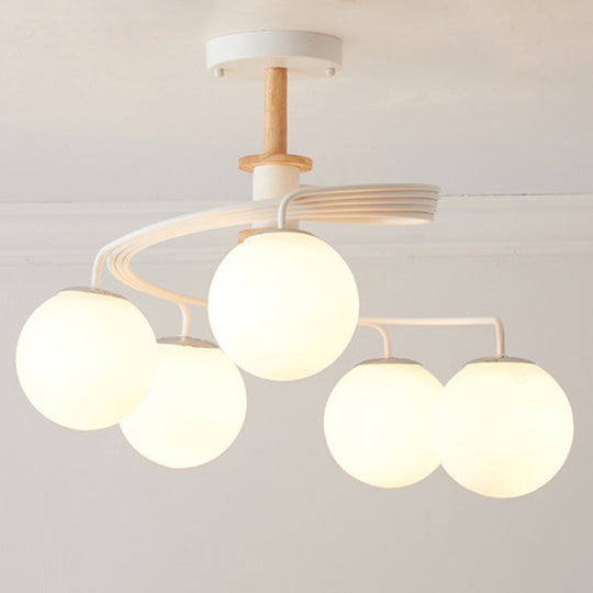 Ultra-Contemporary Milk Glass Semi Flush Mount Ceiling Light Fixture for Living Room